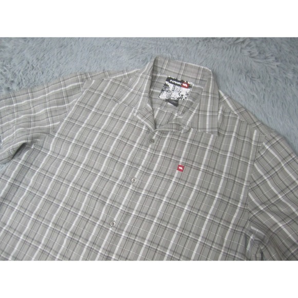 Tony Hawk Shirt Mens XL Gray White Check Button Down Casual Short Sleeve - Picture 2 of 10